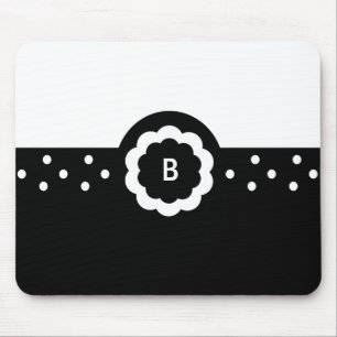 B: Monogram B gekleurd zwart-wit mousepad Muismat