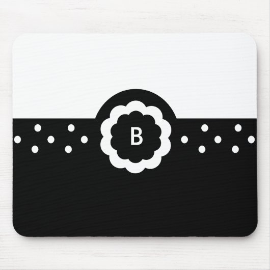 B: Monogram B gekleurd zwart-wit mousepad Muismat (Voorkant)