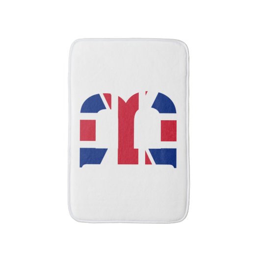 B Monogram bedekt op Union Jack Flag bmcnt Badmat (Voorkant Verticaal)