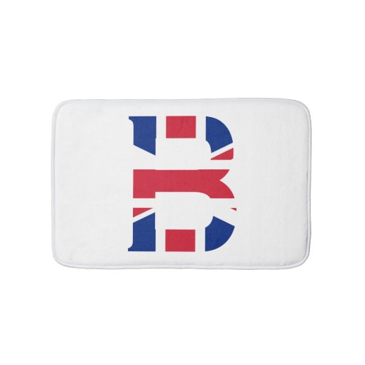 B Monogram bedekt op Union Jack Flag bmcnt Badmat (Voorkant)
