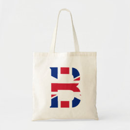 B Monogram bedekt op Union Jack Flag btcnt Tote Bag