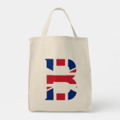 B Monogram bedekt op Union Jack Flag gtcnt Tote Bag (Achterkant)