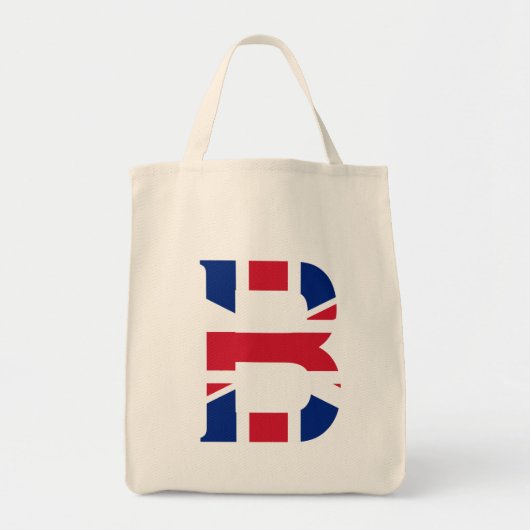 B Monogram bedekt op Union Jack Flag gtcnt Tote Bag (Voorkant)