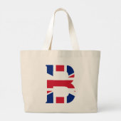 B Monogram bedekt op Union Jack Flag jitcnt Grote Tote Bag (Achterkant)