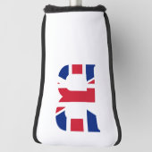 B Monogram bedekt op Union Jack Flag pcnt Golfheadcover (Draai 90)