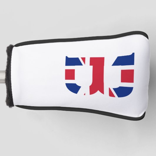 B Monogram bedekt op Union Jack Flag pcnt Golfheadcover (Voorkant)