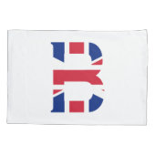 B Monogram bedekt op Union Jack Flag pcnt Kussensloop (Achterkant)