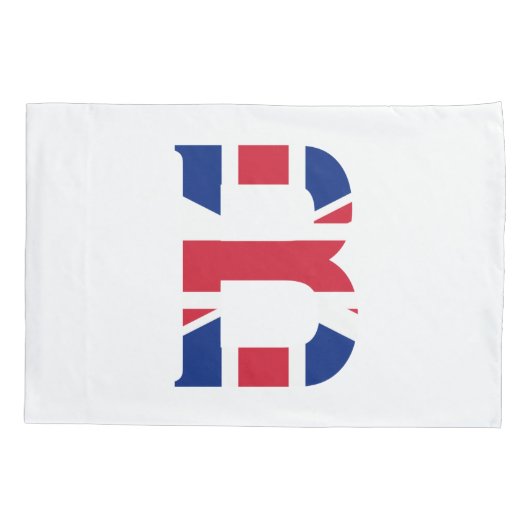 B Monogram bedekt op Union Jack Flag pcnt Kussensloop (Achterkant)