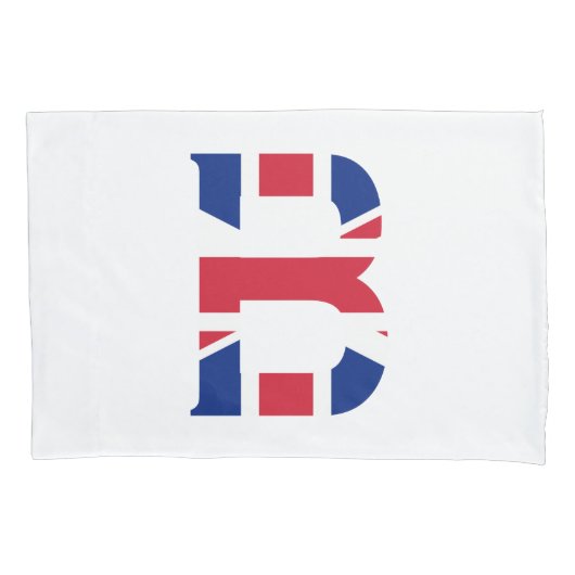 B Monogram bedekt op Union Jack Flag pcnt Kussensloop (Voorkant)