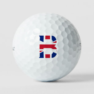 B Monogram bedekt op Union Jack Flag tpv1 gbcnt Golfballen