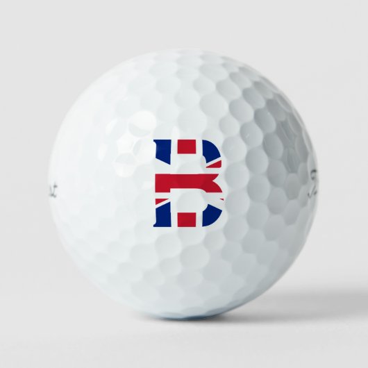 B Monogram bedekt op Union Jack Flag tpv1 gbcnt Golfballen (Voorkant)