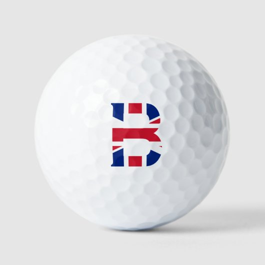 B Monogram bedekt op Union Jack Flag van gbcnt Golfballen (Voorkant)