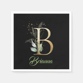 B monogram begroeiing eucalyptus goud glitters zwa servet