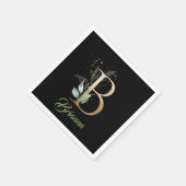 B monogram begroeiing eucalyptus goud glitters zwa servet (Hoek)