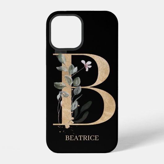 B Monogram Bloemstuk Persoonlijk iPhone Hoesje (Achterkant)