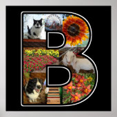 B Monogram Creëer Je eigen 8 Foto Collage Black Poster (Voorkant)