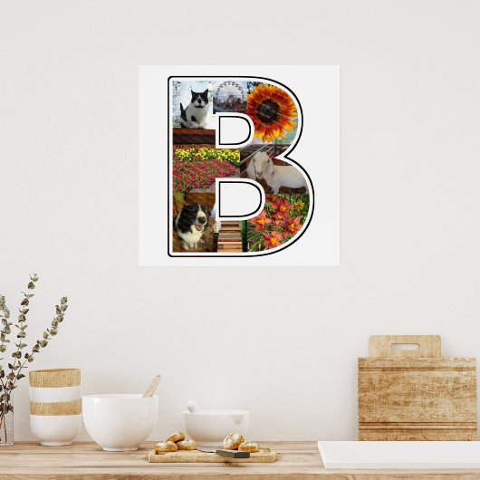 B Monogram Creëer Uw Eigen 8 Aangepaste Foto Colla Poster (Keuken)