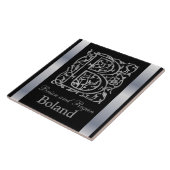 B Monogram en naam "Besque on Black" keramische te Tegeltje (Zijkant)