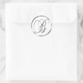 B Monogram Faux Silver Envelope of Favor Seal Ronde Sticker (Tas)