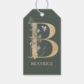 B Monogram Floral Aangepast Cadeaulabel (Voorkant)
