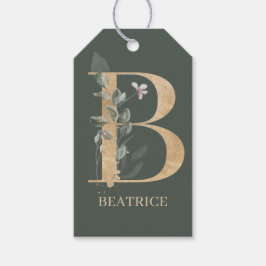 B Monogram Floral Aangepast Cadeaulabel