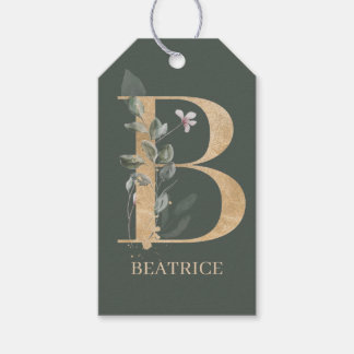 B Monogram Floral Aangepast Cadeaulabel