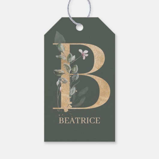 B Monogram Floral Aangepast Cadeaulabel (Voorkant)