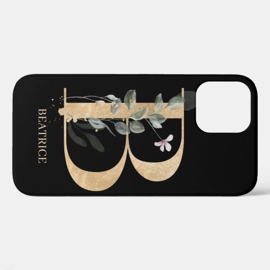 B Monogram Floral Aangepast Case-Mate iPhone Case (Achterkant (horizontaal))