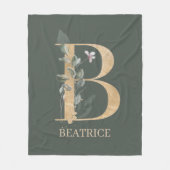 B Monogram Floral Aangepast Fleece Deken (Voorkant)