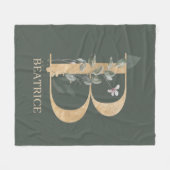 B Monogram Floral Aangepast Fleece Deken (Voorkant (Horizontaal))