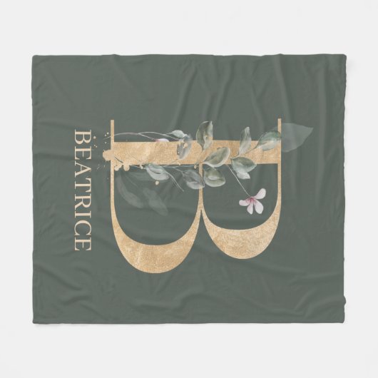 B Monogram Floral Aangepast Fleece Deken (Voorkant (Horizontaal))