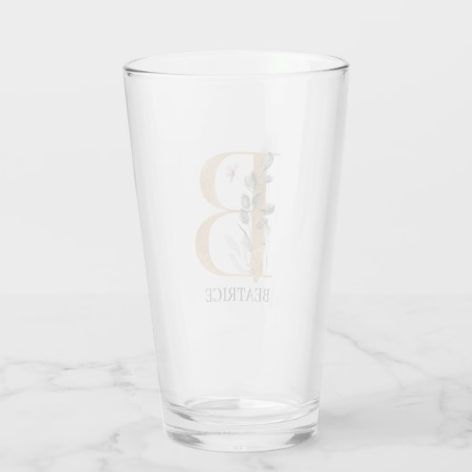 B Monogram Floral Aangepast Glas (Achterkant)