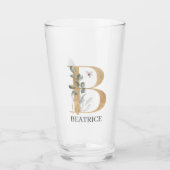 B Monogram Floral Aangepast Glas (Voorkant)