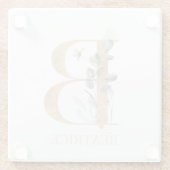 B Monogram Floral Aangepast Glazen Onderzetter (Achterkant)