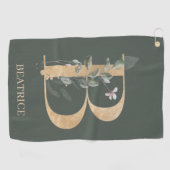 B Monogram Floral Aangepast Golfhanddoek (Horizontaal)
