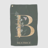 B Monogram Floral Aangepast Golfhanddoek (Voorkant)