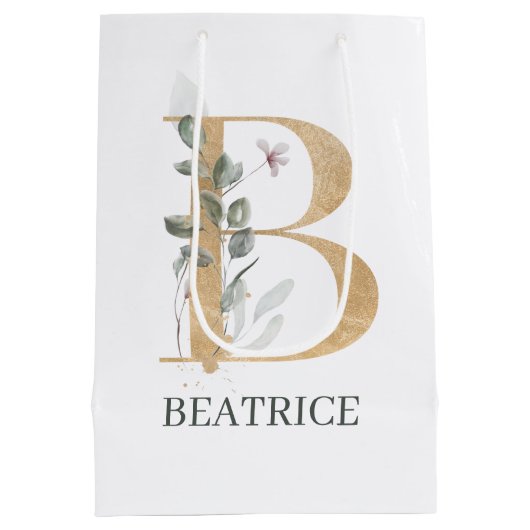 B Monogram Floral Aangepast Medium Cadeauzakje (Achterkant)