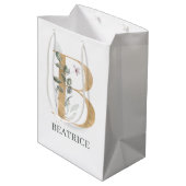 B Monogram Floral Aangepast Medium Cadeauzakje (Achterkant Gekanteld)