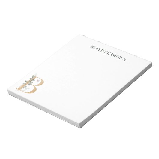 B Monogram Floral Aangepast Notitieblok (Linkerzijde)