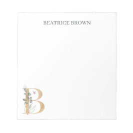 B Monogram Floral Aangepast Notitieblok