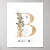B Monogram Floral Aangepast Poster (Voorkant)