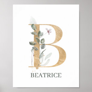 B Monogram Floral Aangepast Poster
