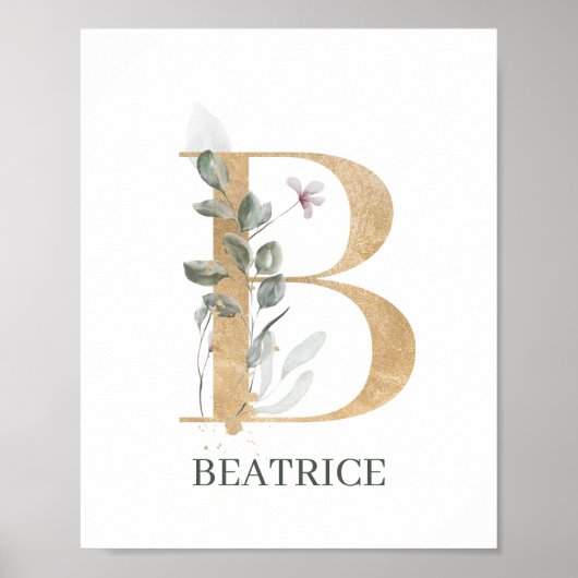 B Monogram Floral Aangepast Poster (Voorkant)