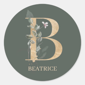 B Monogram Floral Aangepast Ronde Sticker