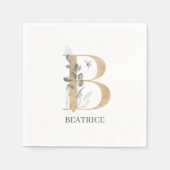 B Monogram Floral Aangepast Servet (Voorkant)