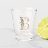 B Monogram Floral Aangepast Shot Glas (Voorkant)