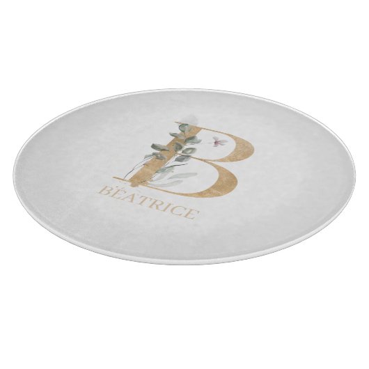 B Monogram Floral Aangepast Snijplank (Hoek)