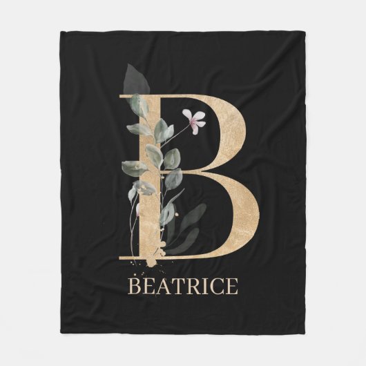 B Monogram Floral - Aangepaste fleece Blanket Deken (Voorkant)