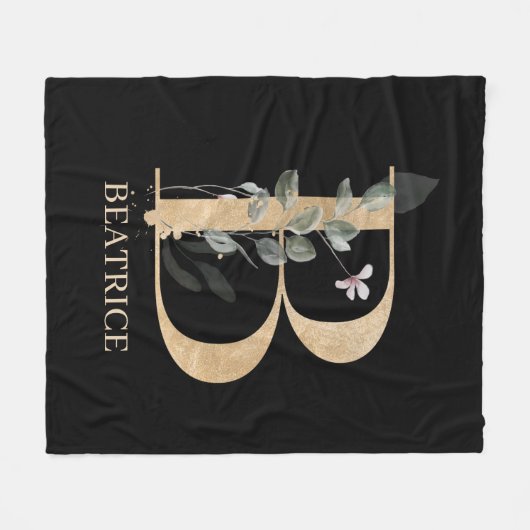 B Monogram Floral - Aangepaste fleece Blanket Deken (Voorkant (Horizontaal))