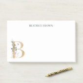 B Monogram Floral Aangepaste Post-it Opmerkingen Post-it® Notes (Op bureau)